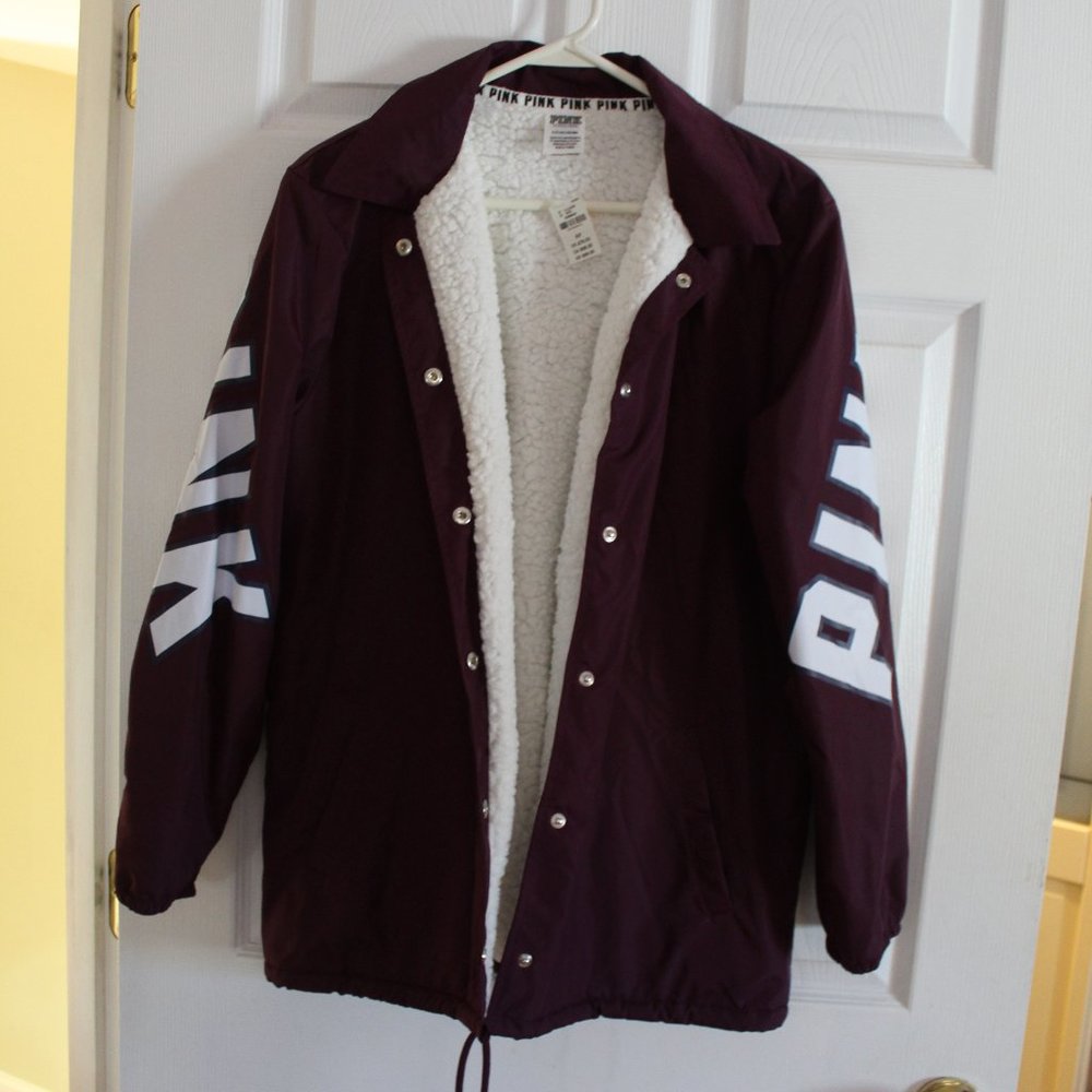 Victoria Secret PINK Women's Jacket Coat with Fleece Liner SMALL Zip Up Front